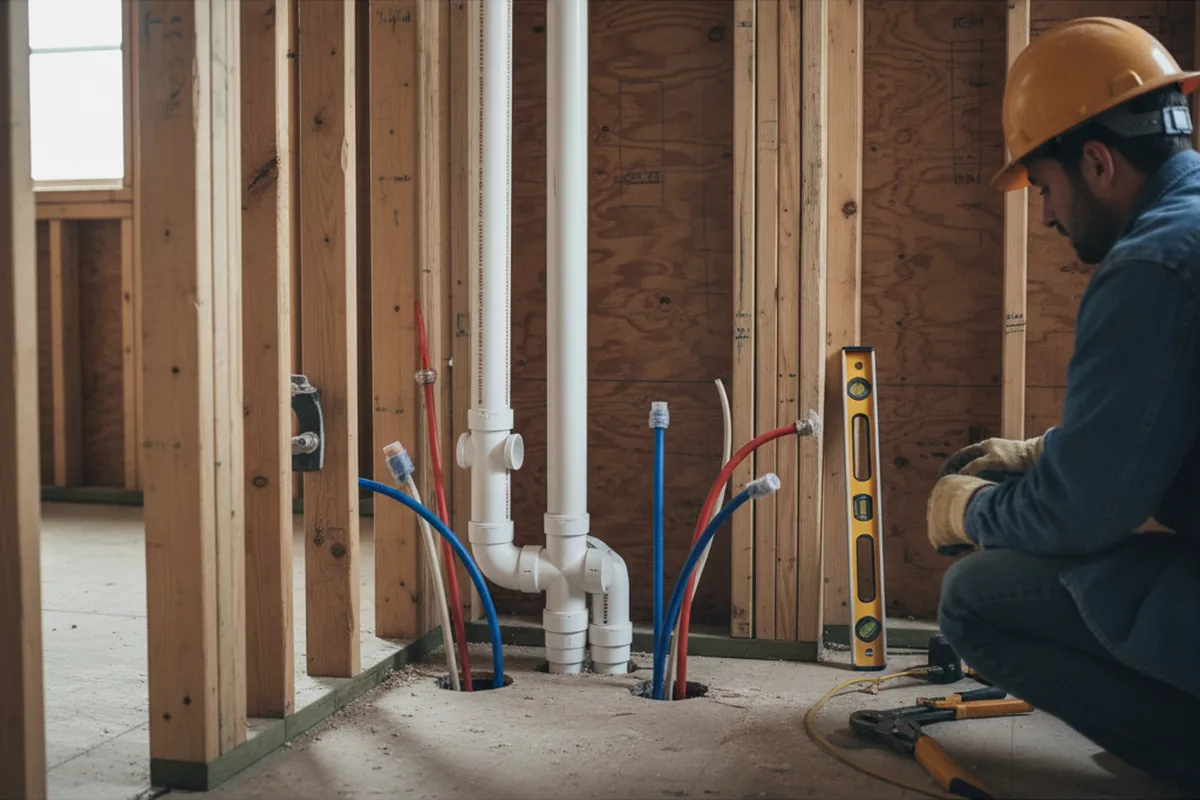 Drain and supply rough-in during Leak Detection in Seymour